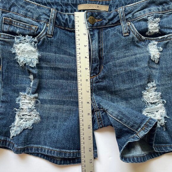 Joe's Jeans Denim Shorts Distressed Mid Rise Blue Indigo Western Rodeo Sz  29 - Picture 10 of 11
